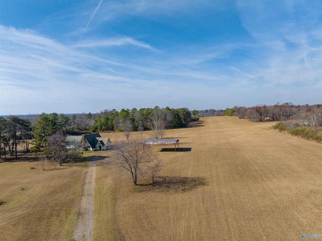 aerial view with a rural view