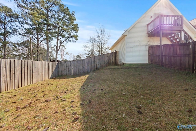 view of yard with a fenced backyard