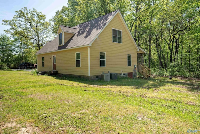 970 County Road 454, Centre, AL 35960 - view of home's exterior with a lawn, crawl space, roof with shingles, and central air condition unit