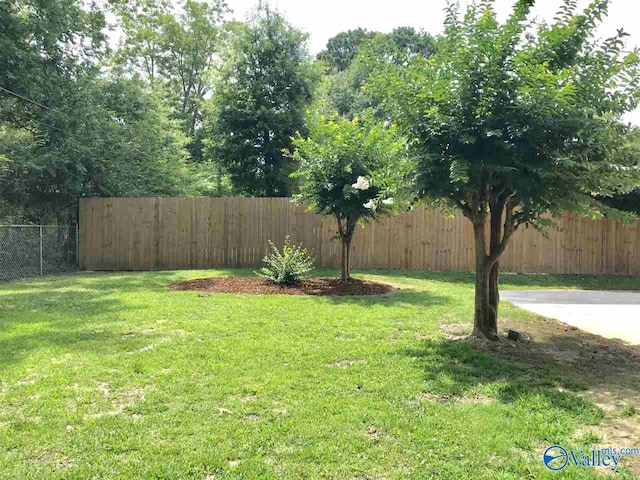 view of yard with a fenced backyard