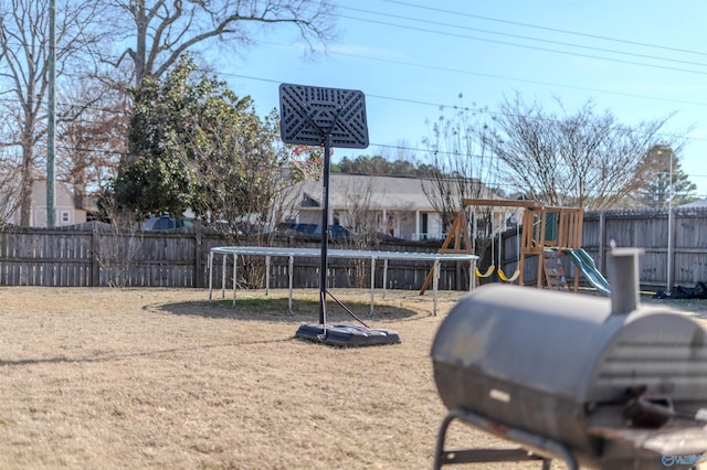 view of play area featuring a trampoline