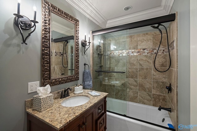 19 Ledges Main SE, Huntsville, AL 35802 - bathroom with ornamental molding, vanity, and enclosed tub / shower combo