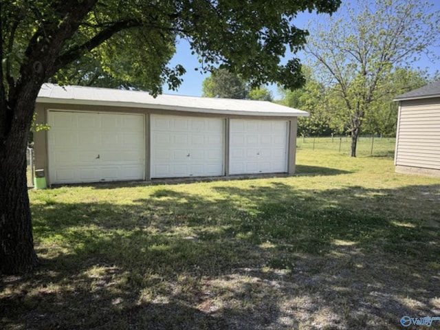 view of detached garage