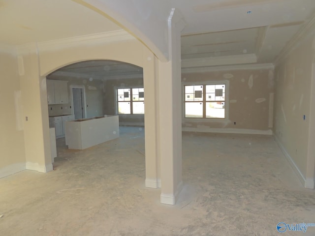 corridor featuring crown molding