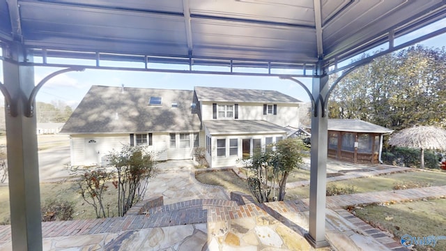 view of front facade featuring a gazebo