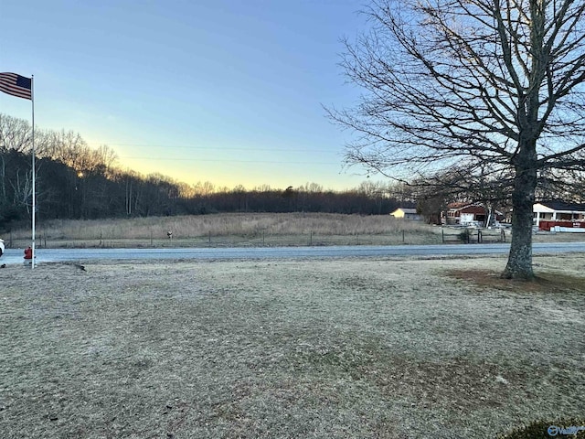 view of yard at dusk