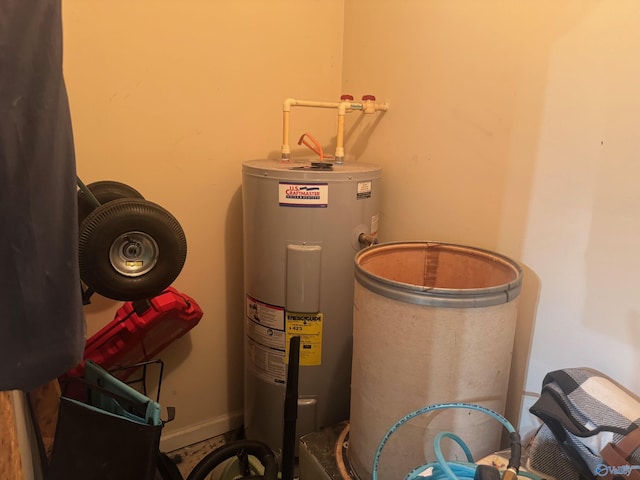 utility room with water heater