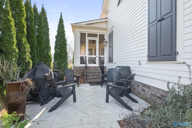 view of patio featuring grilling area