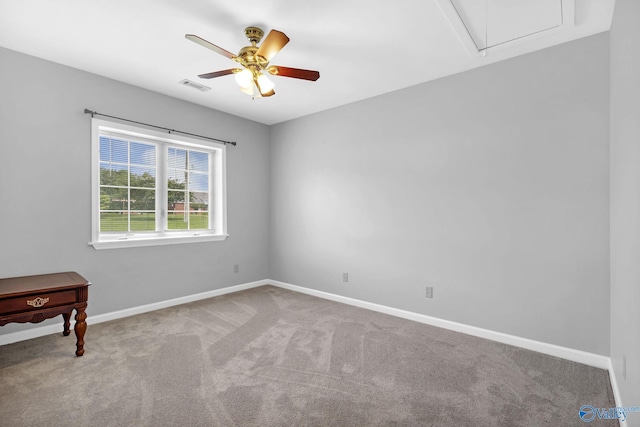 152 Old Vaughn Bridge Rd, Hartselle, AL 35640 - carpeted spare room featuring attic access, ceiling fan, and baseboards