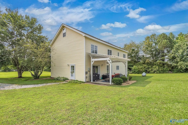 152 Old Vaughn Bridge Rd, Hartselle, AL 35640 - rear view of house featuring a patio, a pergola, and a yard