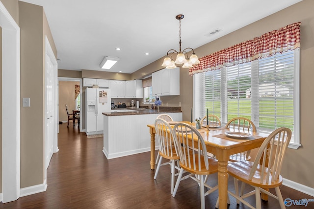152 Old Vaughn Bridge Rd, Hartselle, AL 35640 - dining room with a chandelier, baseboards, dark wood-type flooring, and recessed lighting