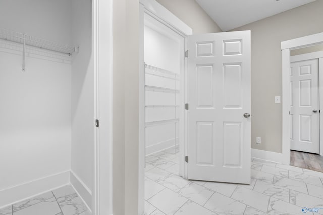 interior space with marble finish floor