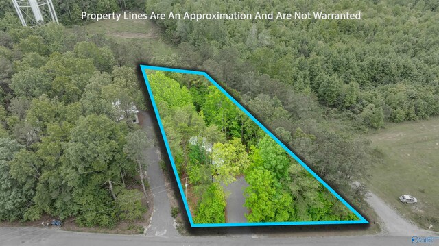 568 County Road 642, Mentone, AL 35984 - aerial view of property's location featuring a heavily wooded area and property parcel outlined