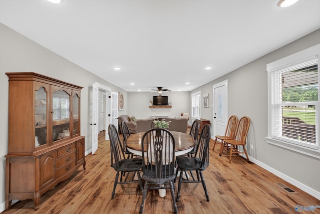2605 Ready Section Rd, Toney, AL 35773 - dining area featuring light wood-style flooring, recessed lighting, and ceiling fan