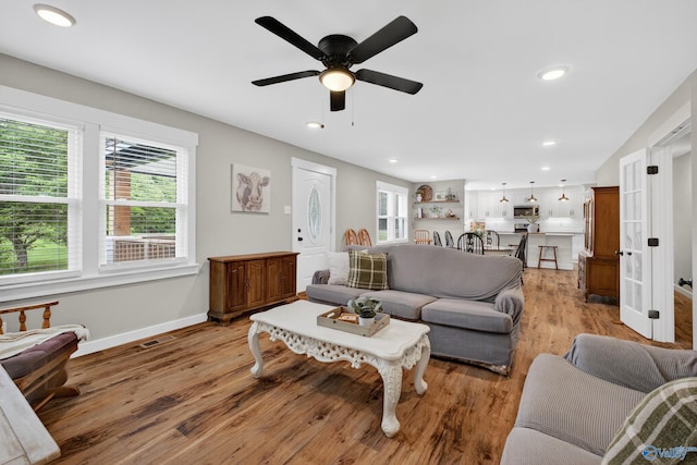 2605 Ready Section Rd, Toney, AL 35773 - living area with light wood finished floors, a ceiling fan, and recessed lighting