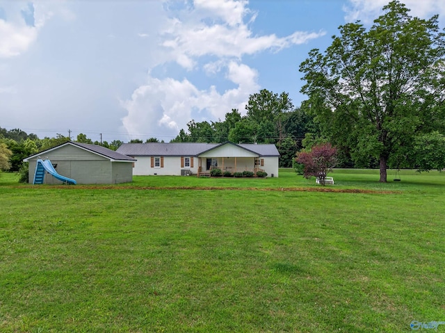 2605 Ready Section Rd, Toney, AL 35773 - view of front of home with a front yard and a metal roof