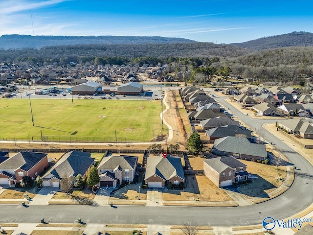 aerial view with a mountain view