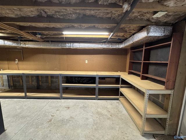 unfinished below grade area with a workshop area