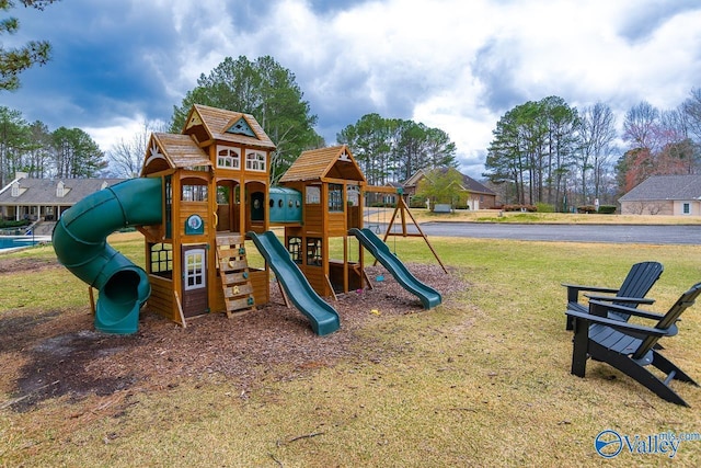view of play area with a lawn