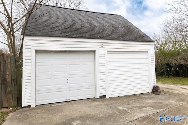 view of detached garage