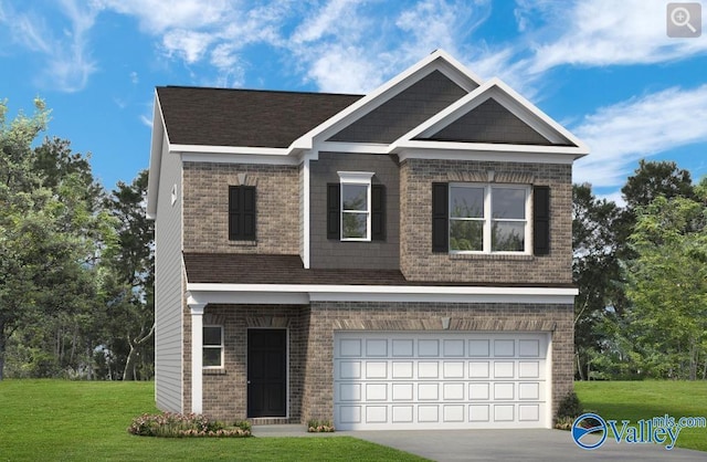 craftsman house with a garage and a front yard