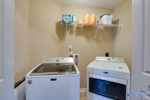 laundry room with washer and clothes dryer and laundry area