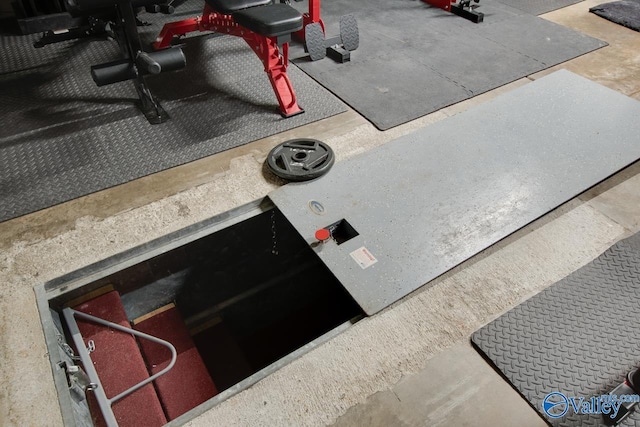 view of storm shelter