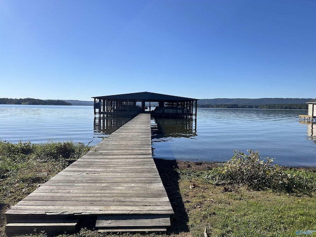 view of dock featuring a water view