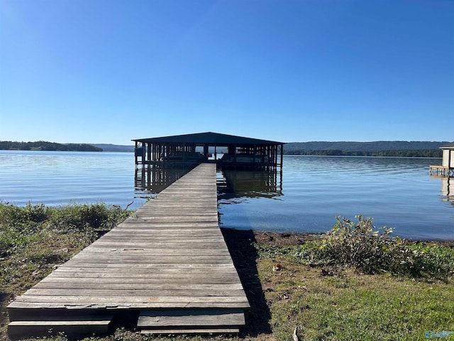 dock area featuring a water view