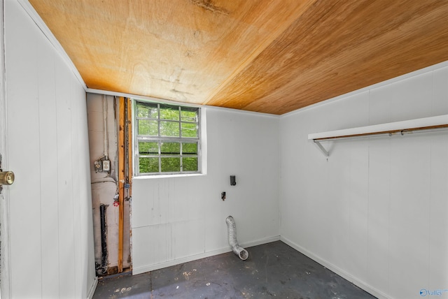 interior space featuring wooden ceiling