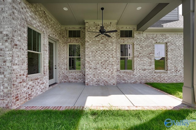 view of patio / terrace featuring ceiling fan