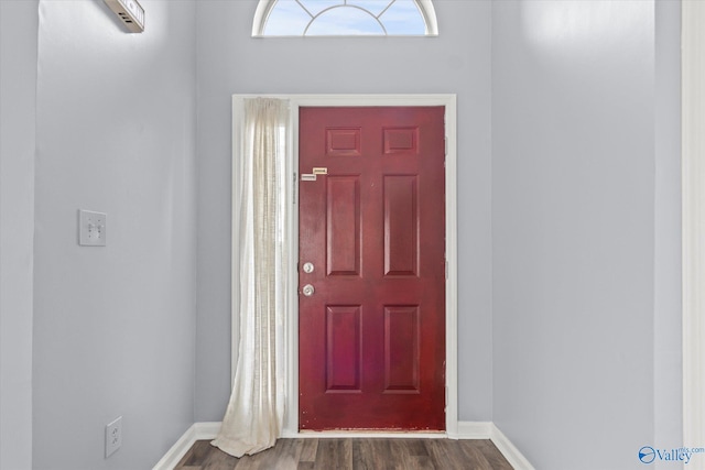 entryway featuring dark wood-type flooring