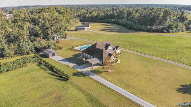 drone / aerial view featuring a rural view