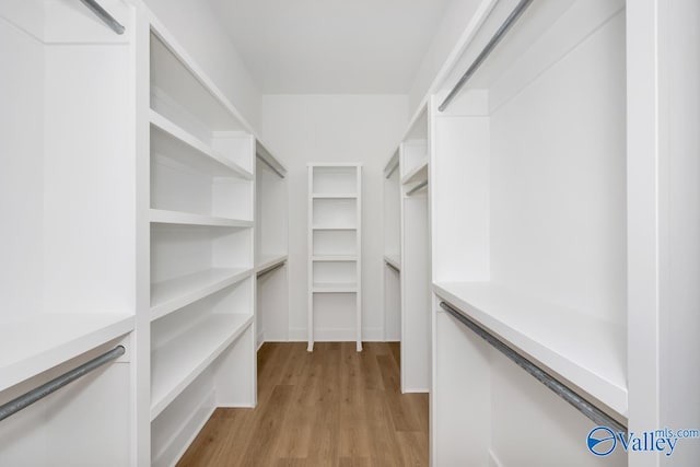 spacious closet with light hardwood / wood-style floors