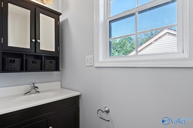bathroom featuring a wealth of natural light and vanity