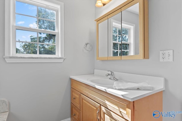 bathroom featuring vanity and a wealth of natural light