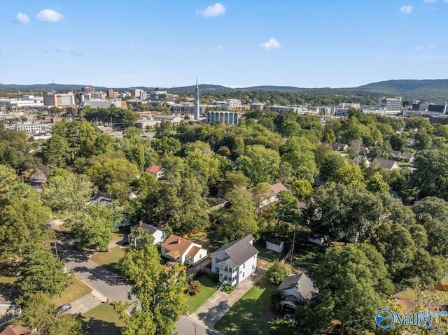 aerial view featuring a mountain view