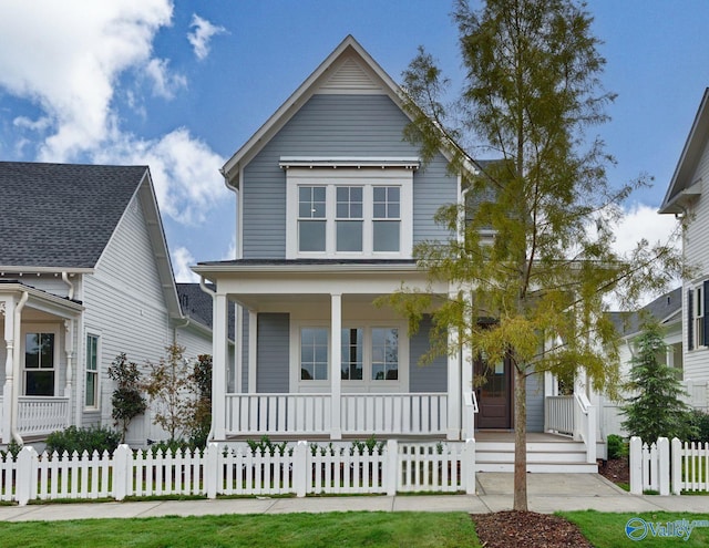 view of front facade featuring covered porch