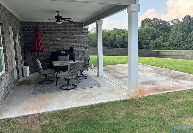 view of patio / terrace featuring ceiling fan