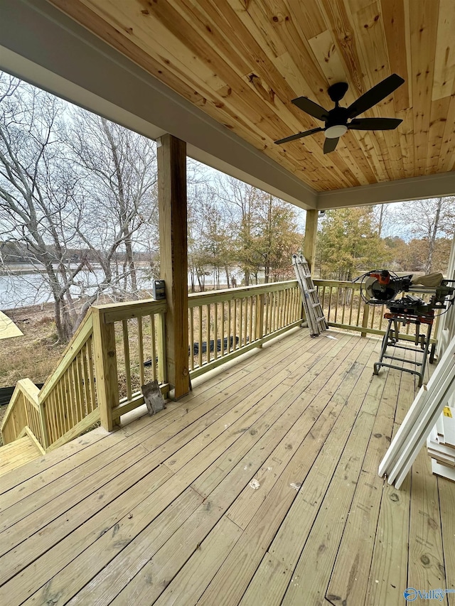 deck featuring ceiling fan