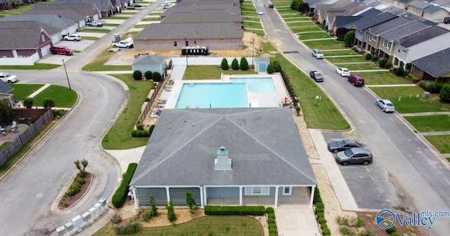 drone / aerial view with a residential view