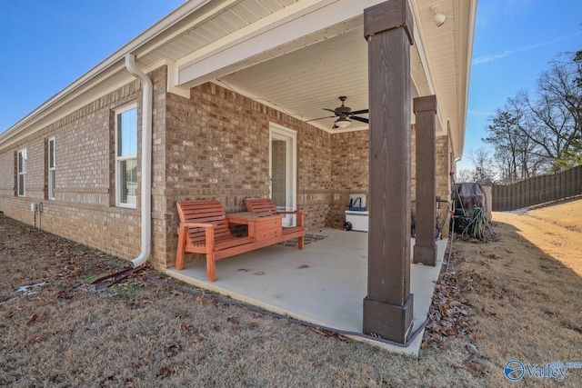 view of patio with ceiling fan