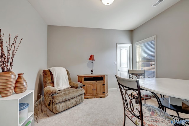 carpeted home office with visible vents