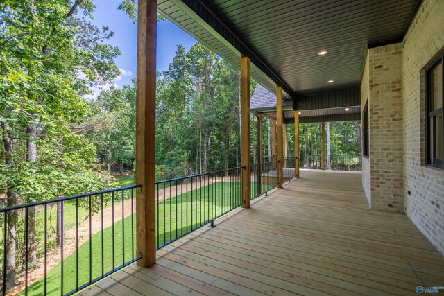 deck featuring a yard