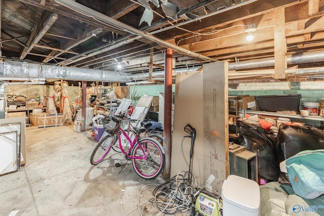 view of unfinished basement