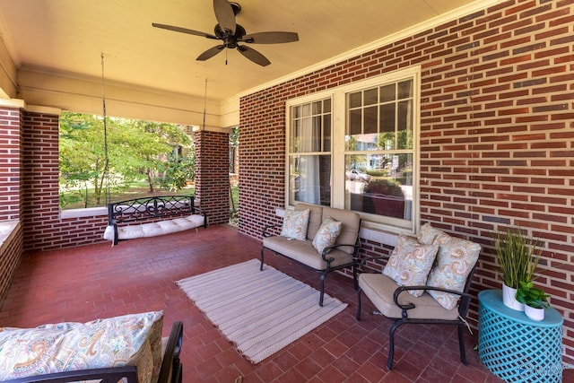 view of patio / terrace featuring ceiling fan and outdoor lounge area