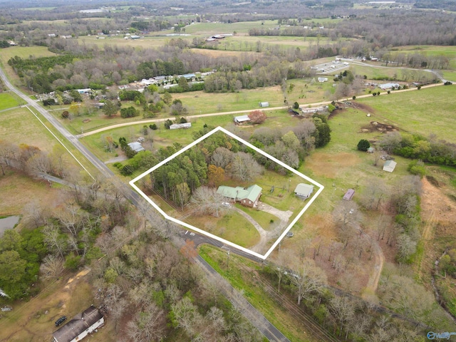 aerial view with a rural view