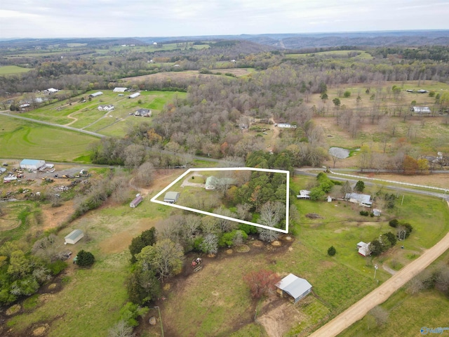 drone / aerial view featuring a rural view