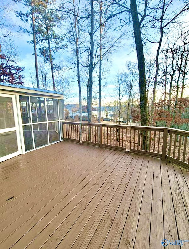 3635 Buck Island Dr, Guntersville, AL 35976 - wooden terrace with a sunroom