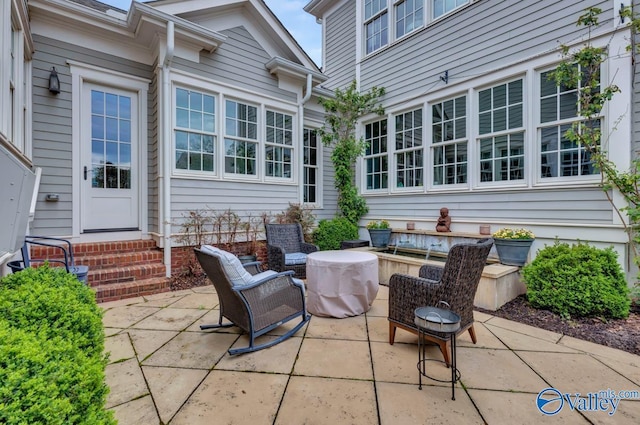 view of patio / terrace featuring entry steps